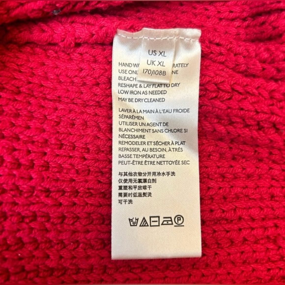 Free People All Day Long Red Chunky Knit V Neck Slouchy Women’s Sweater Cable - Picture 9 of 11